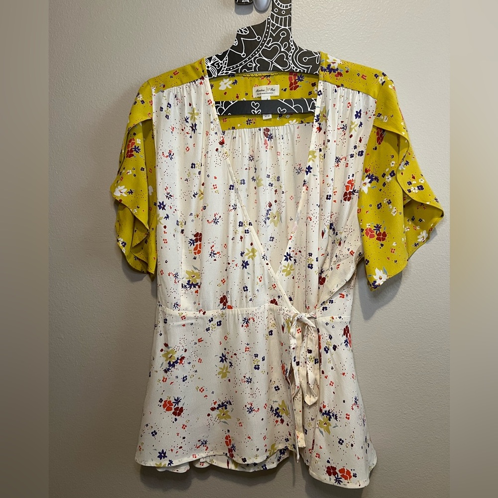 Meadow Rue by Anthropologie Wrap Blouse, Size 14, Runs small.